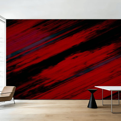 Papier peint adhésif pelez et collez, rayures diagonales rouges abstraites, mouvement dynamique grunge, effet glitch, murales, papier peint amovible, adhésif en PVC, H 100 po x l 144 po, pour salon, chambre, bureau à domicile