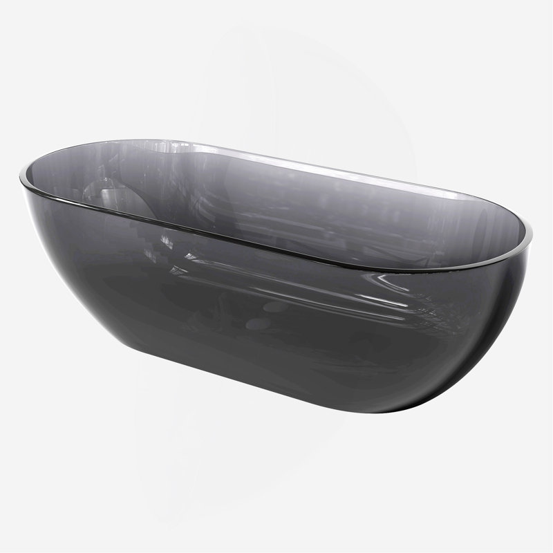 Baignoire de trempage à surface solide de 69 pouces - Baignoire profonde autoportante, Gris mat