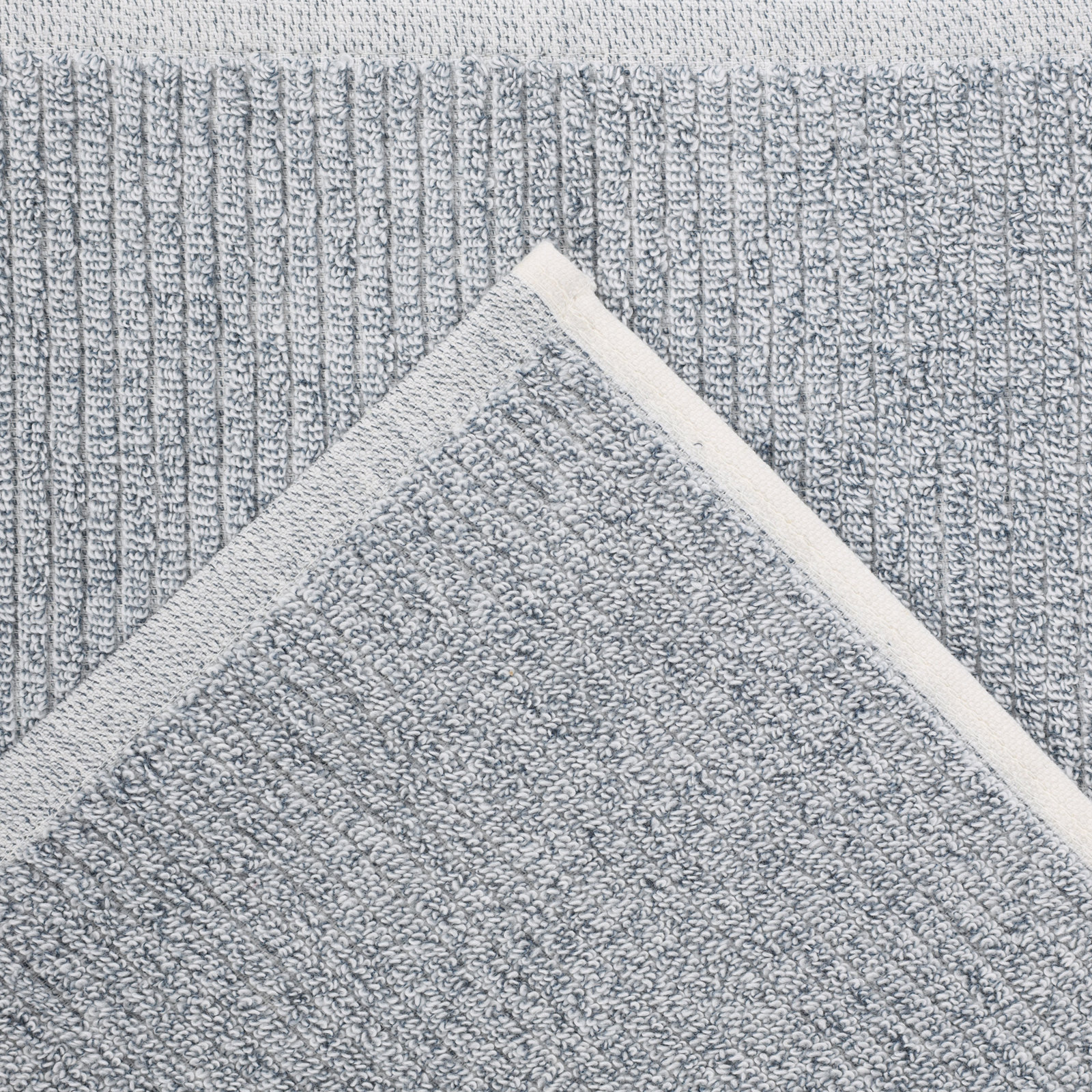 Amberg 3-Piece Ribbed Cotton Towel Set, Denim Blue