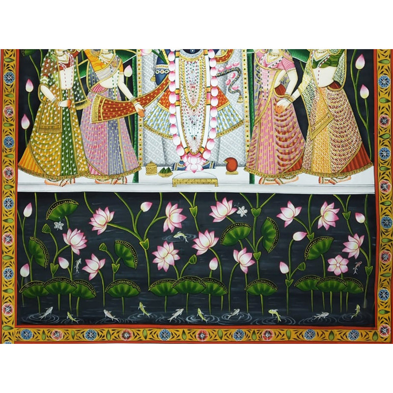 Shrinathji avec Gopis Pichhwai, peinture | Art Pichhwai | Par Dheeraj Munot