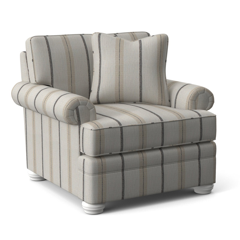 Kensington Armchair, Taupe Plaid; 0126-73, Frost White Finish