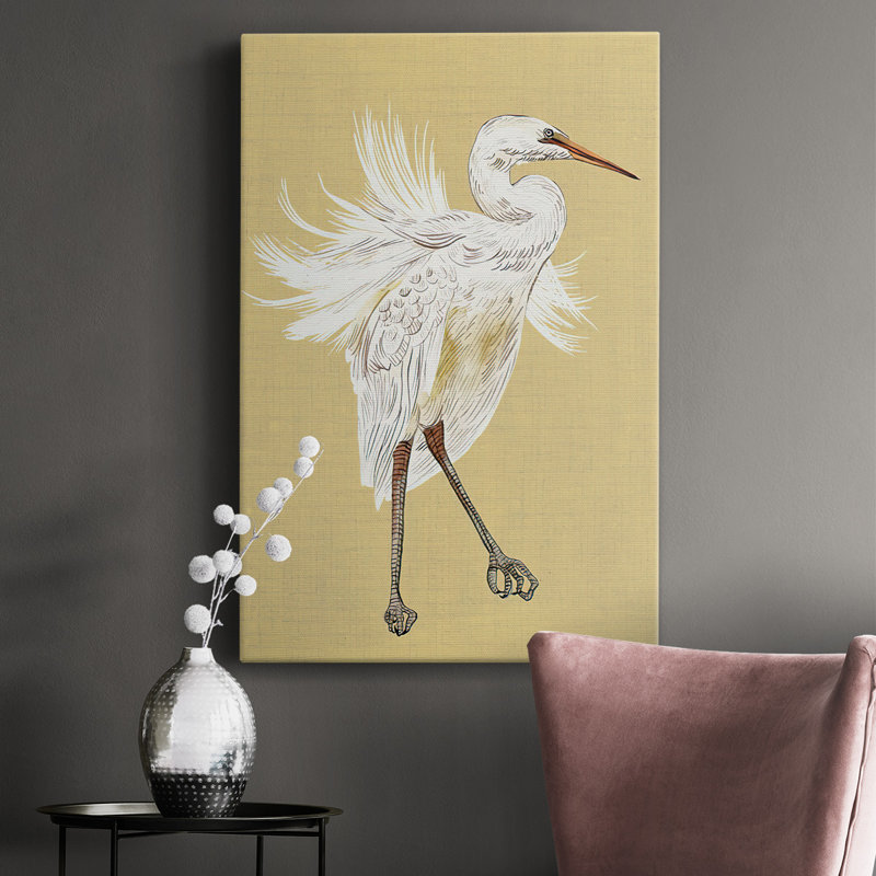 Toile tendue avec châssis Heron Plumage V - prêt à accrocher, H 36 po x l 24 po x P 1,5 po