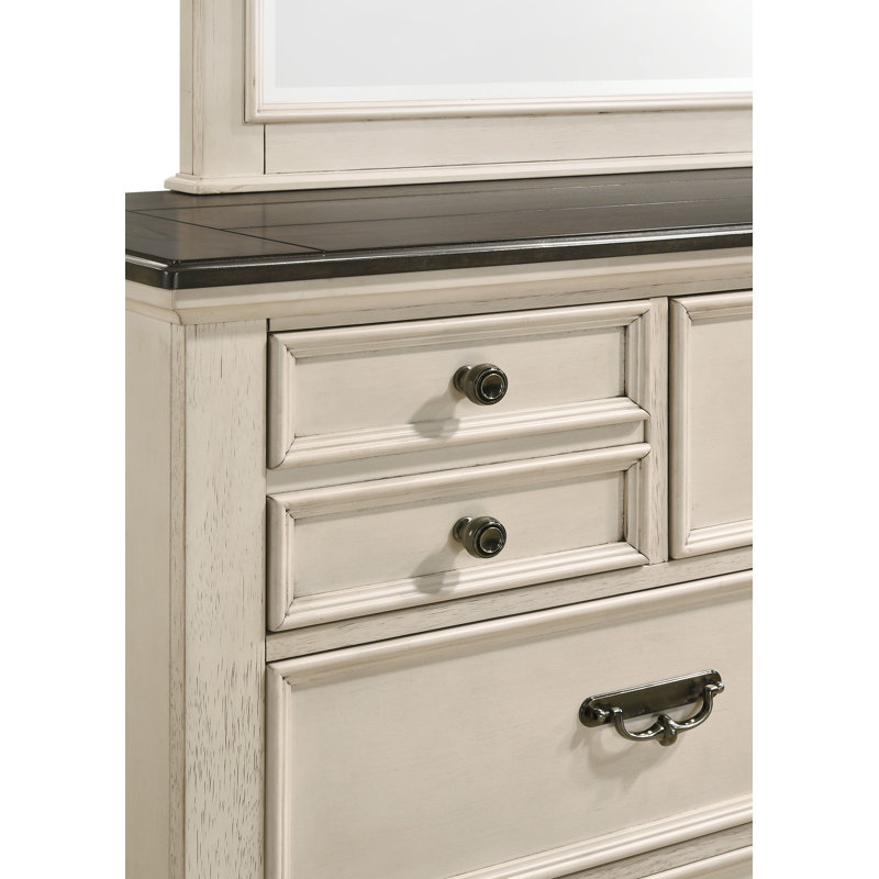 Amalee Cream/Brown Panel Bedroom Set Special , 3 Pieces: Bed,Nightstand,Dresser, Queen