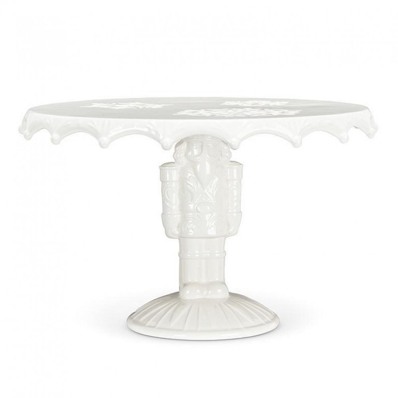 Nutcracker Pedestal With Snowflake Pattern Cake Stand