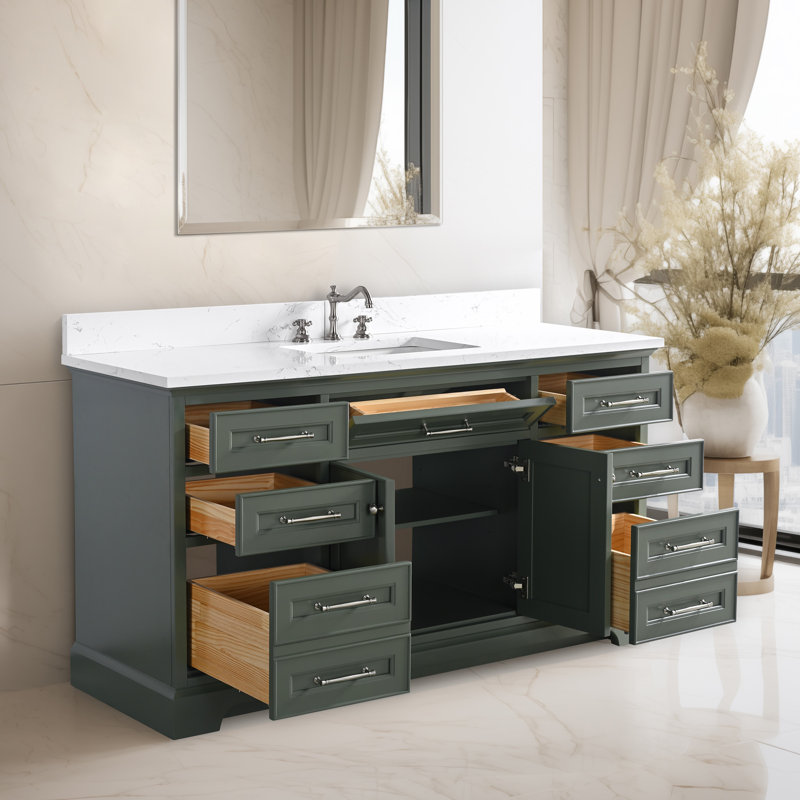 Aanayah 60" Single Bathroom Vanity Set, Vintage Green