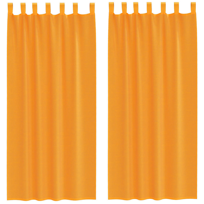 Voile Curtains With Tab Top 2 Pcs, Orange, 140cm Width x 225cm Drop