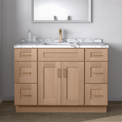 Meuble-lavabo de salle de bain en bois massif prêt à assembler en bois massif de 48 po prêt à assembler - comptoir non inclus