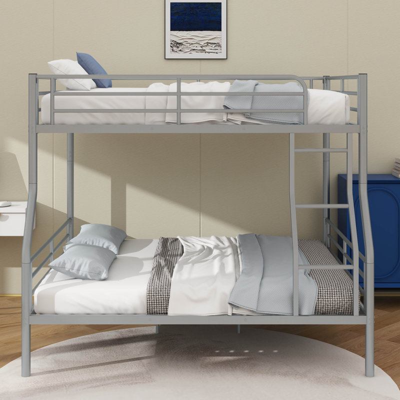 Full XL Over Queen Metal Bunk Bed, Silver