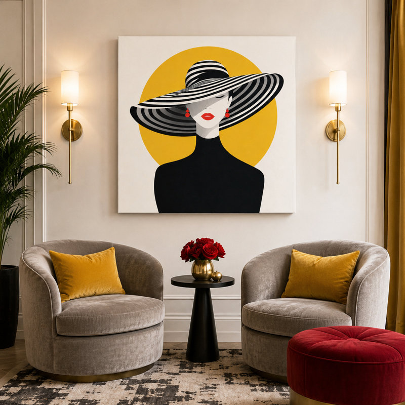 Art mural moderne sur toile à large bord rayé Modern Glam, H 40 po x l 40 po