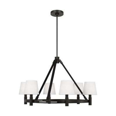 Lauren Ralph Lauren Grayson 6 Light Dining Room Chandelier With White Linen Shade