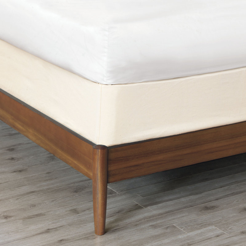 Twin White Cotton Box Spring Cover with Elastic Band