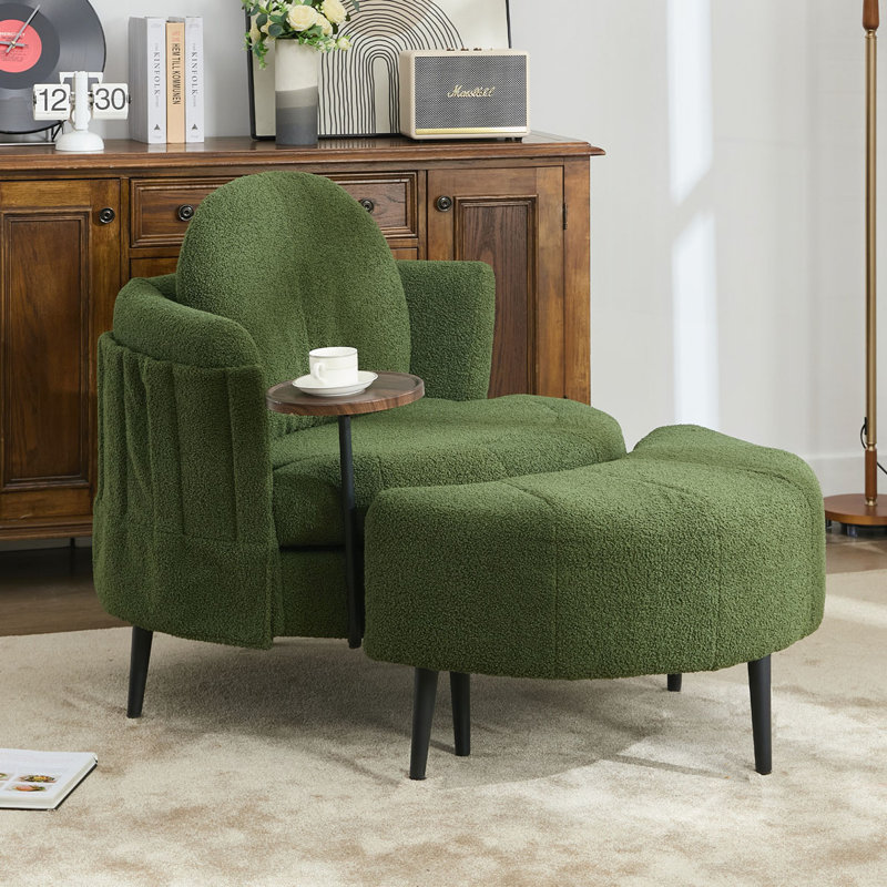 Accoudoir agneau avec repose-pieds Lamb, Velours vert