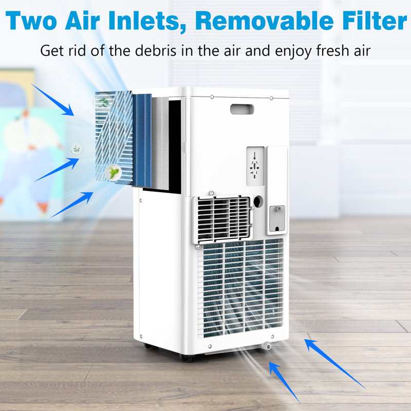 Quiet 3-in-1 8000 BTU Portable Air Conditioner with LCD Remote, Dehumidifier & Fan for 350 Sq. Ft, 24H Timer, Auto Defrost, Energy Efficient