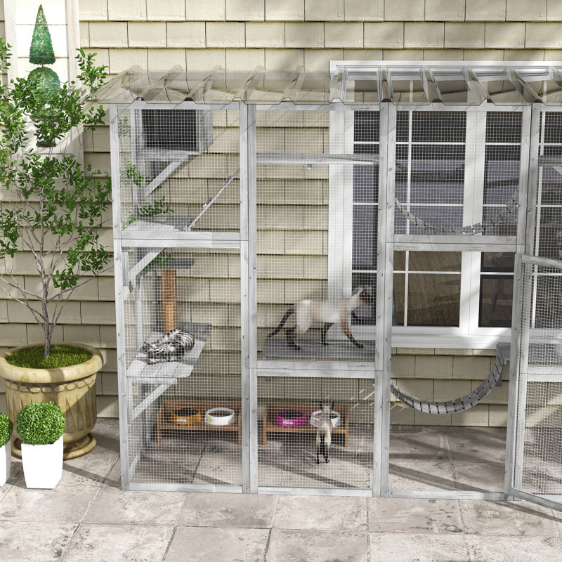 Danio Cat Cage,wood, Gray