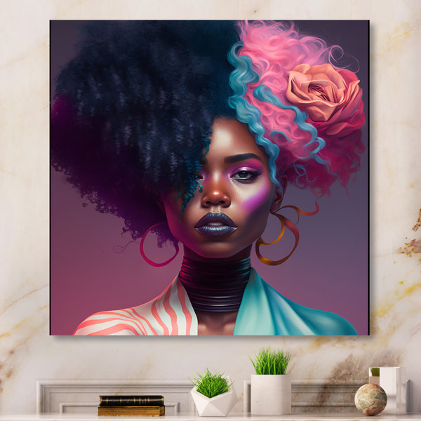 Latitude Run® Pink And Blue African American Woman I - Contemporary ...