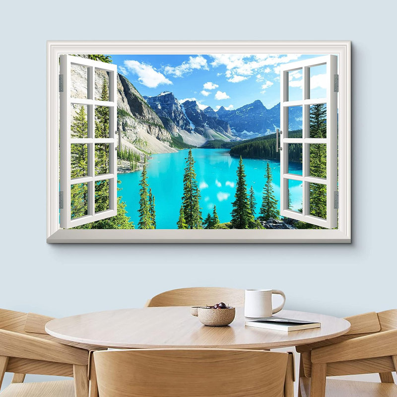 «Landscape Shining Blue Mountain Lake Nature Wilderness», reproduction sur toile, H 32 po x l 48 po x P 1,5 po