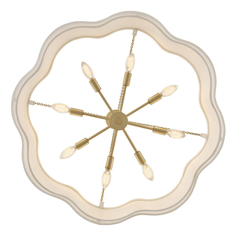 Gwen 8 - Light Steel Chandelier, Lacquered Brass