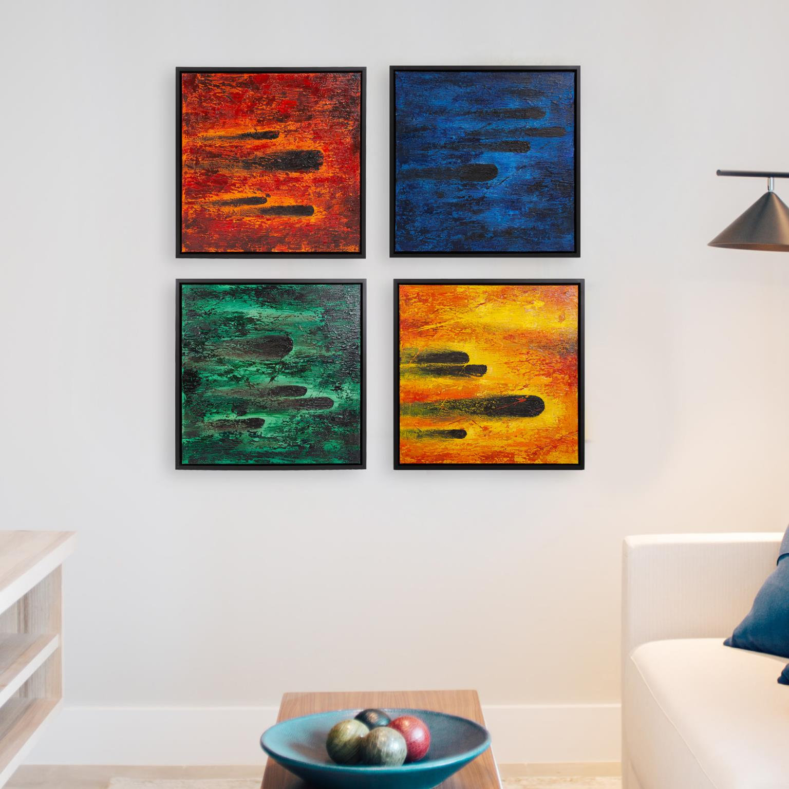 Comet Blue Flare Painting, Green