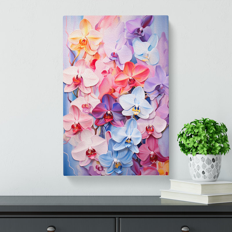 Orchid Flower Colour Field - Wrapped Canvas, 60cm H x 40cm W x 3cm D