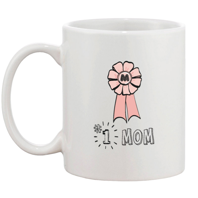 White Ceramic #1 Mom Coffee Mug