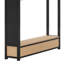 Lit mezzanine avec garde-robe, tablettes de rangement et panneau perforé