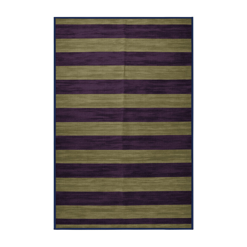 Tapis mauve à rayures horizontales lavable à la machine, Rectangulaire 2 pi x 3 pi
