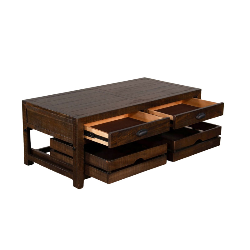 Table basse Flint, 2 tiroirs, caisses, acajou brun foncé, 50 po