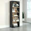 La bibliothèque arquée à cinq niveaux noire présente un design élégant et une finition texturée, combinant à la fois le rangement et l'esthétique décorative.