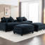 111 po en chenille bleue, double coussin, porte-gobelet, porte-gobelets et grand rangement caché de style américain, avec hublots, repose-pieds amovibles-416737073