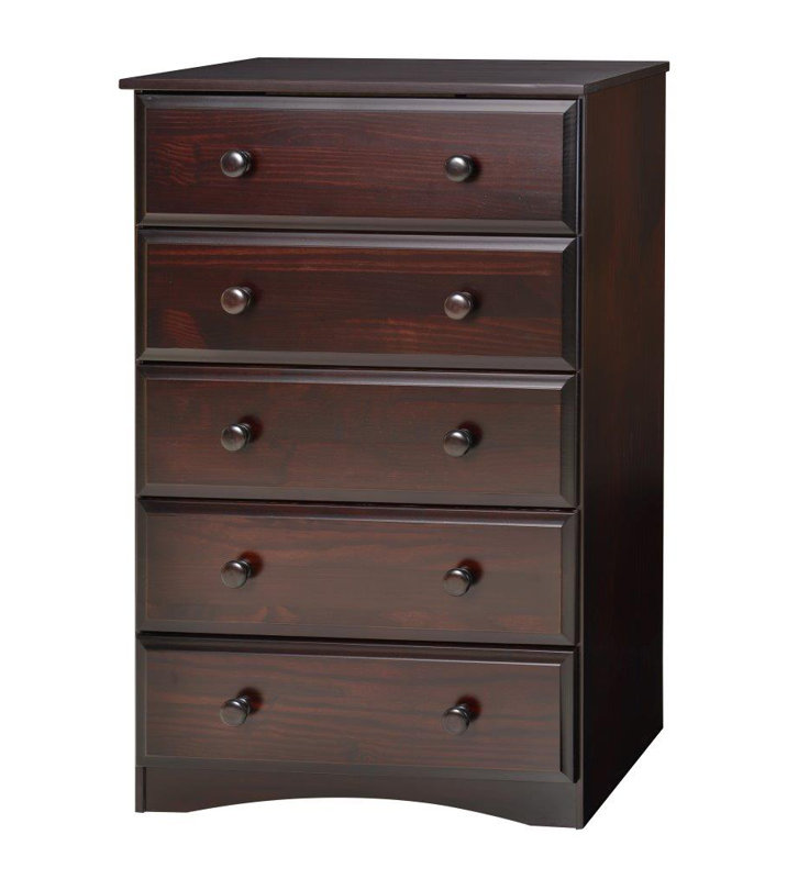 Commode 5 tiroirs Alayna, Cappuccino