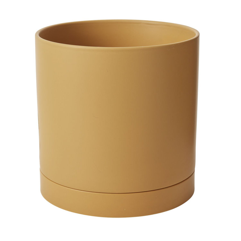 Pot de fleurs en céramique Carlotta, H 10 po x l 10 po x P 10 po, Ocre