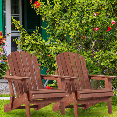 Outdoor Chair - Oversize And Portable For Garden, Backyard, Porch, Deck, Lawn Use Solid Wood In Coffee Tint Pool Deck