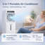 Ventilateur portatif à évaporation avec télécommande, minuterie 2/4 / 8H, 3 vitesses, modes à double brume, réservoir de 1 600 ml, débit d'air réglable de 60 ° et veilleuse, pour chambre ou dortoir