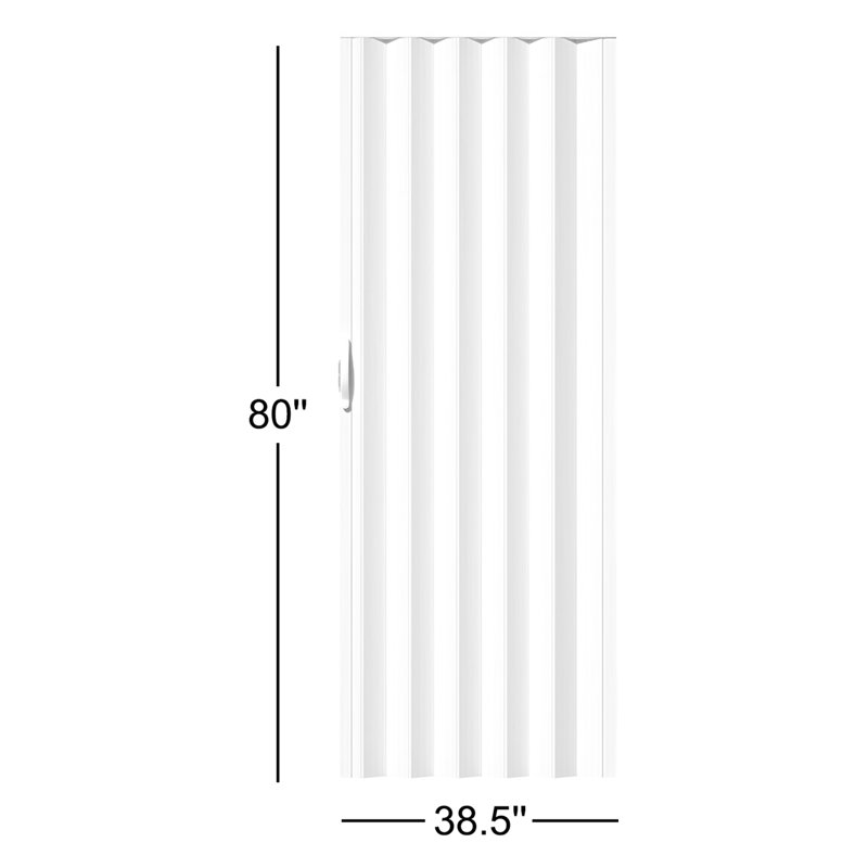 Porte accordéon pliante 80 po en PVC / vinyle, Blanc, 36 po x 80 po