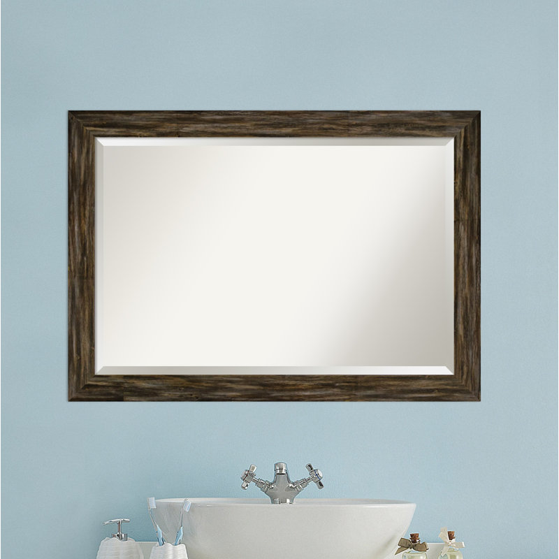 Miroir de salle de bain Fencepost, H 29 po x l 41 po, Brun