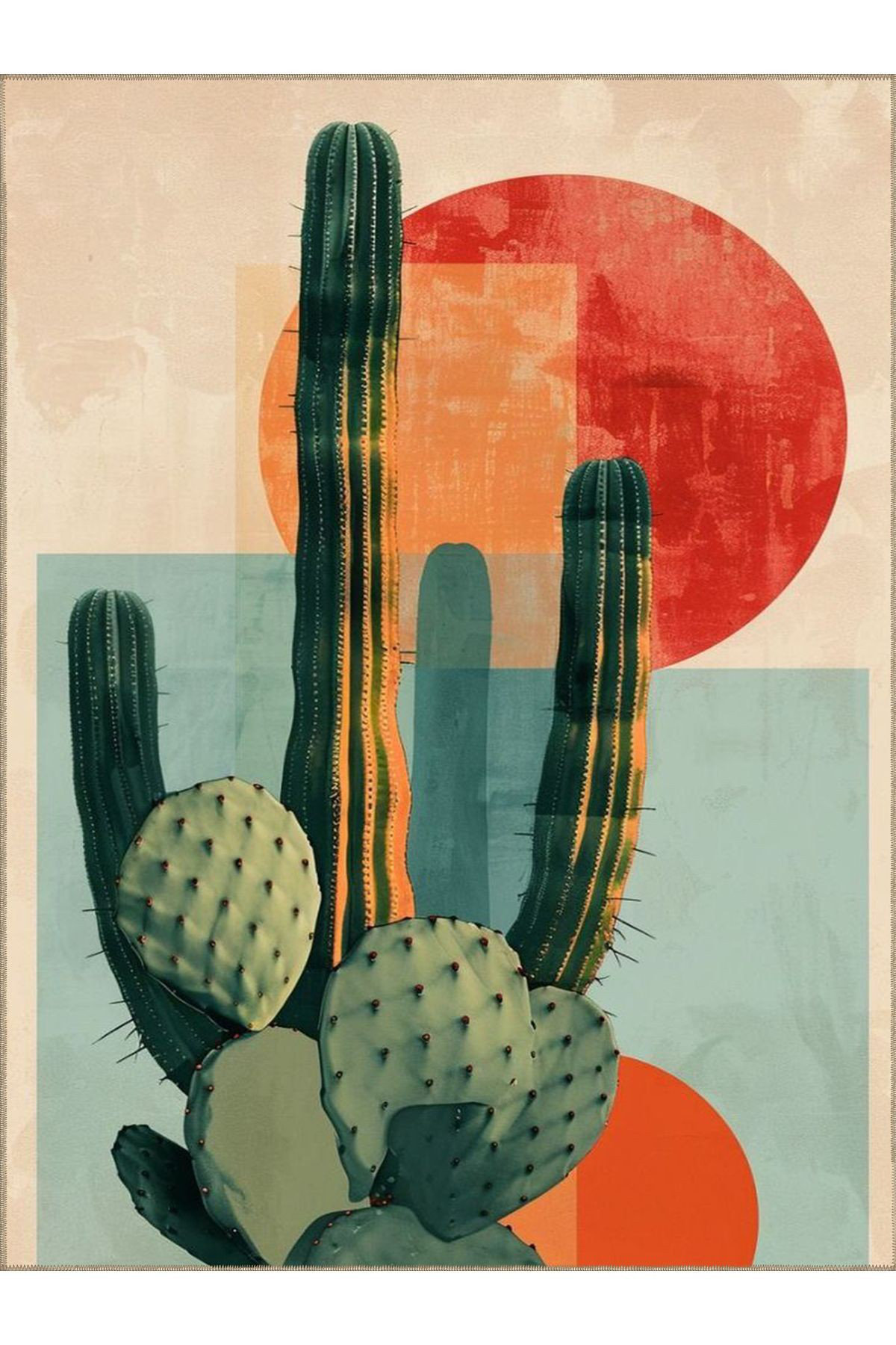 Hokku Designs Multicolor Abstract Sun and Cactus Patterned Woven Base ...