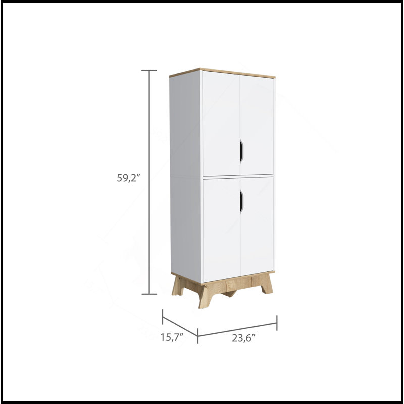 Garde-manger double Zurich, armoire à deux portes, quatre tablettes