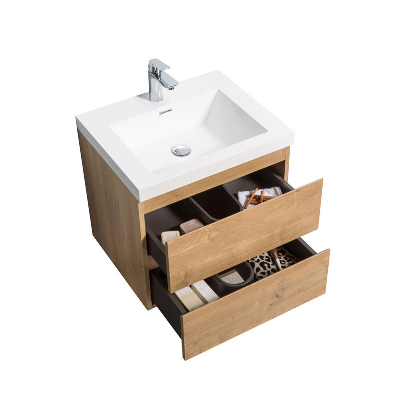  24 Inch Floating Vanity With A Integrated Top
