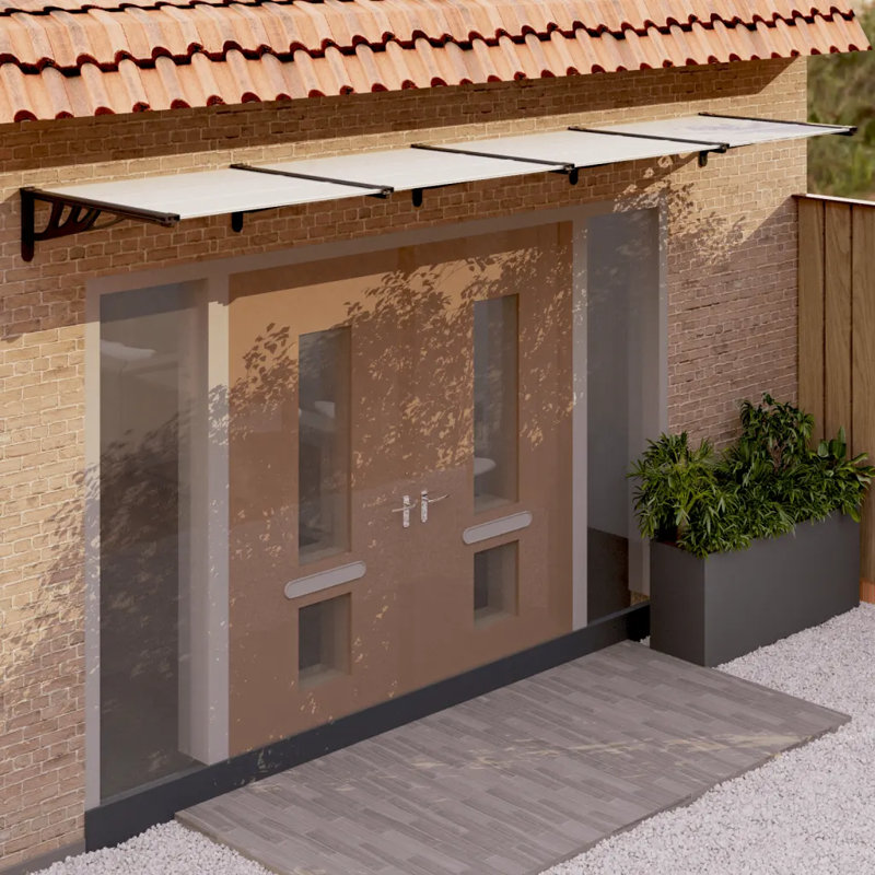 Armannai Door Canopy Polycarbonate, Black/Clear
