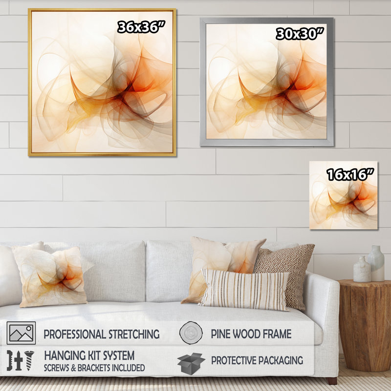 «Mystery Minimal Abstract Wave Orange Grey Yellow - Abstract Shapes», reproduction d'art sur toile, 30" H x 30" W