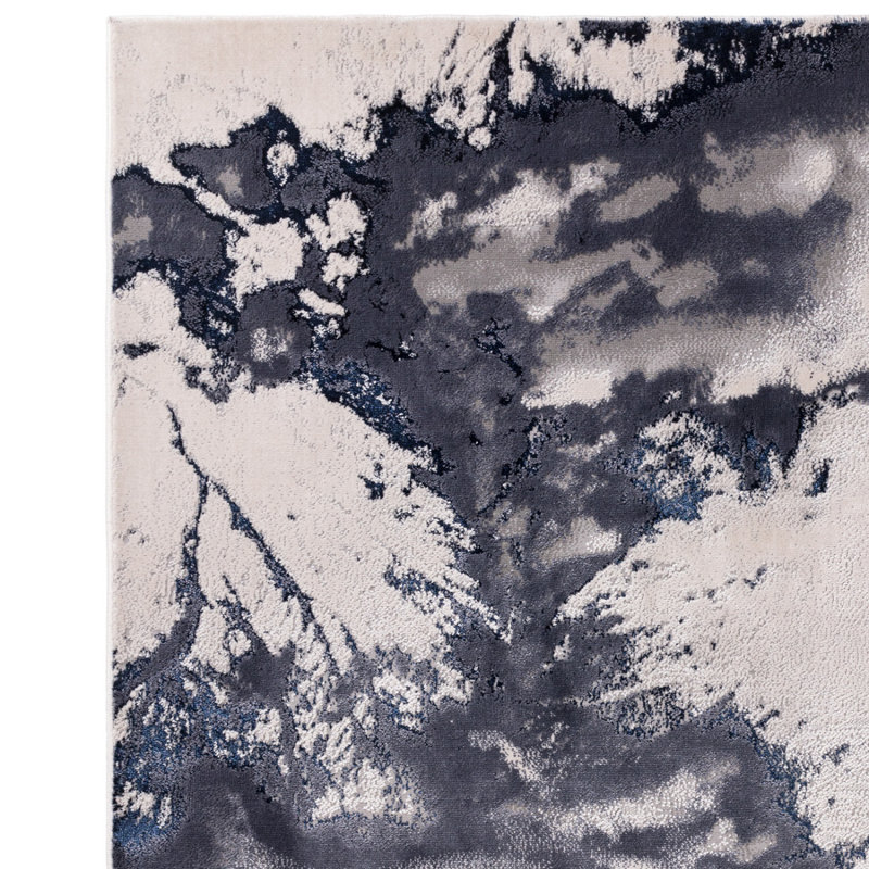 Blue Modern Easy To Clean Abstract Optical/ (3D) Rug For Dining Room Bedroom Livingroom, Rectangle 160 x 230cm