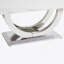 Table basse rectangulaire moderne de 50,4 pouces, plateau en panneau de fibres à densité moyenne à motif marbré, base en acier inoxydable argenté.