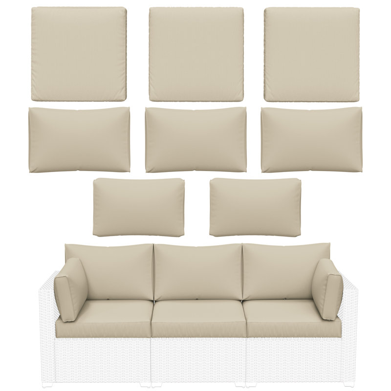 Ensemble de 8 coussins d'extérieur pour coussins 8 pièces, Beige