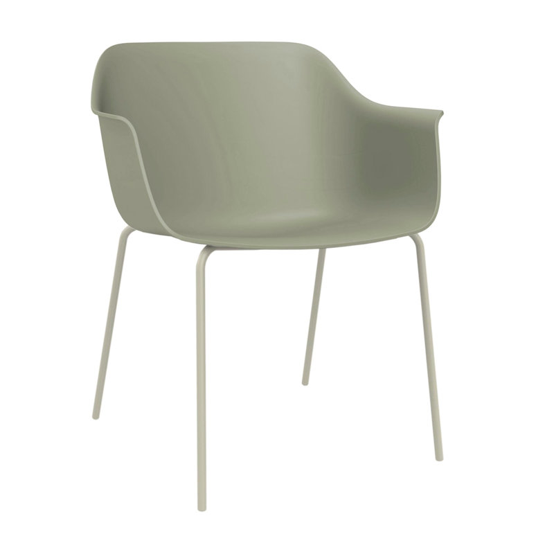 Shape Premium All-Weather Wicker Outdoor Dining Armchair, Greenish Gray