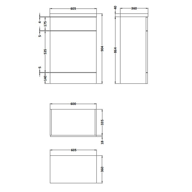 Fusion Freestanding Under Sink Cabinet, Gloss Grey
