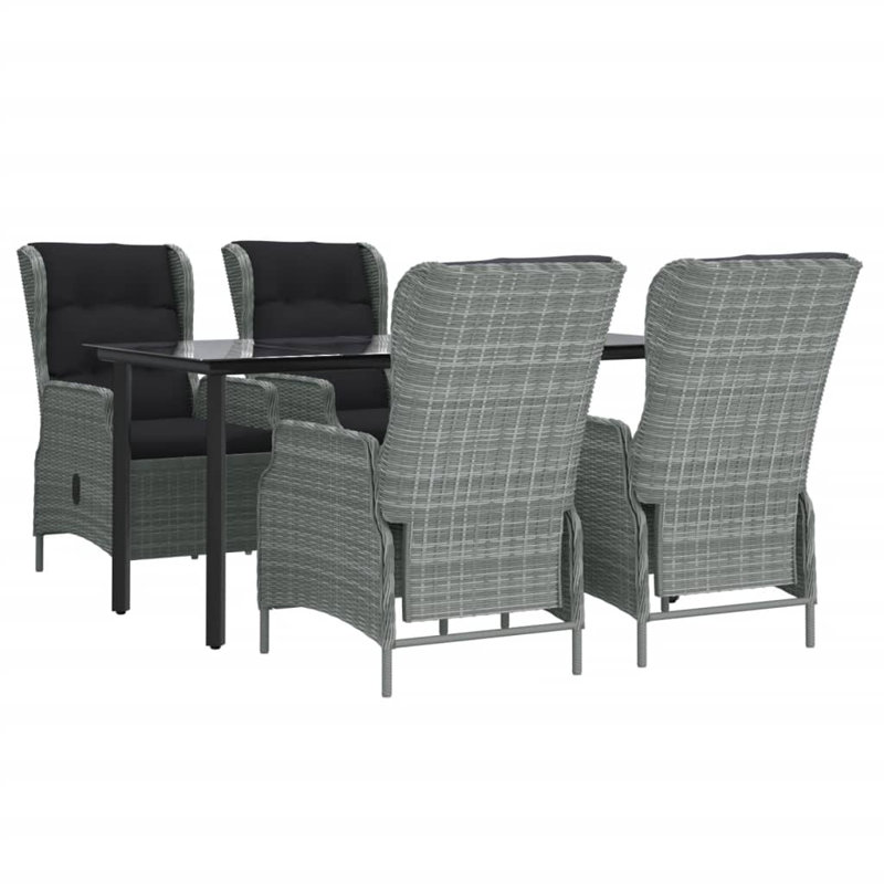 Finan Rectangular 4 - Person 63" Long Dining Set with Cushions, Light Gray