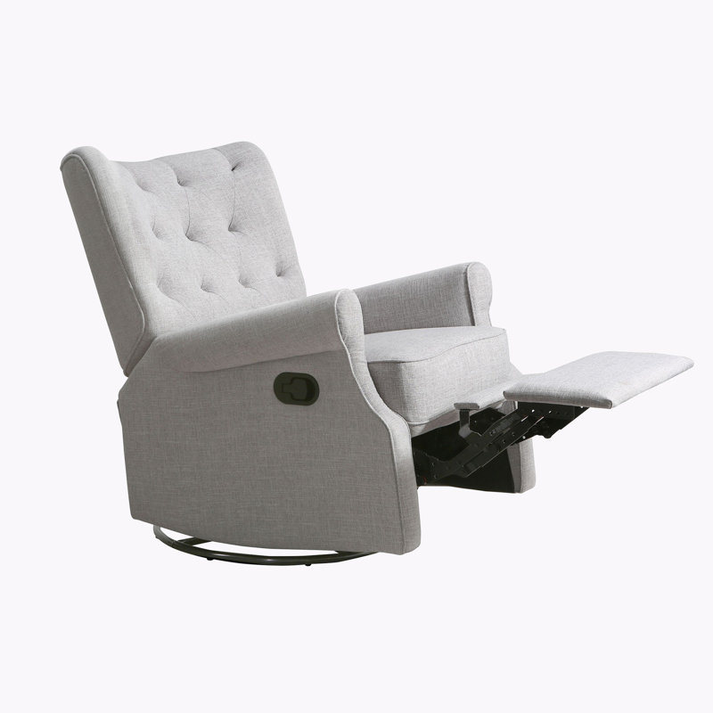 Alice Wingback Swivel Recliner, Gray Linen