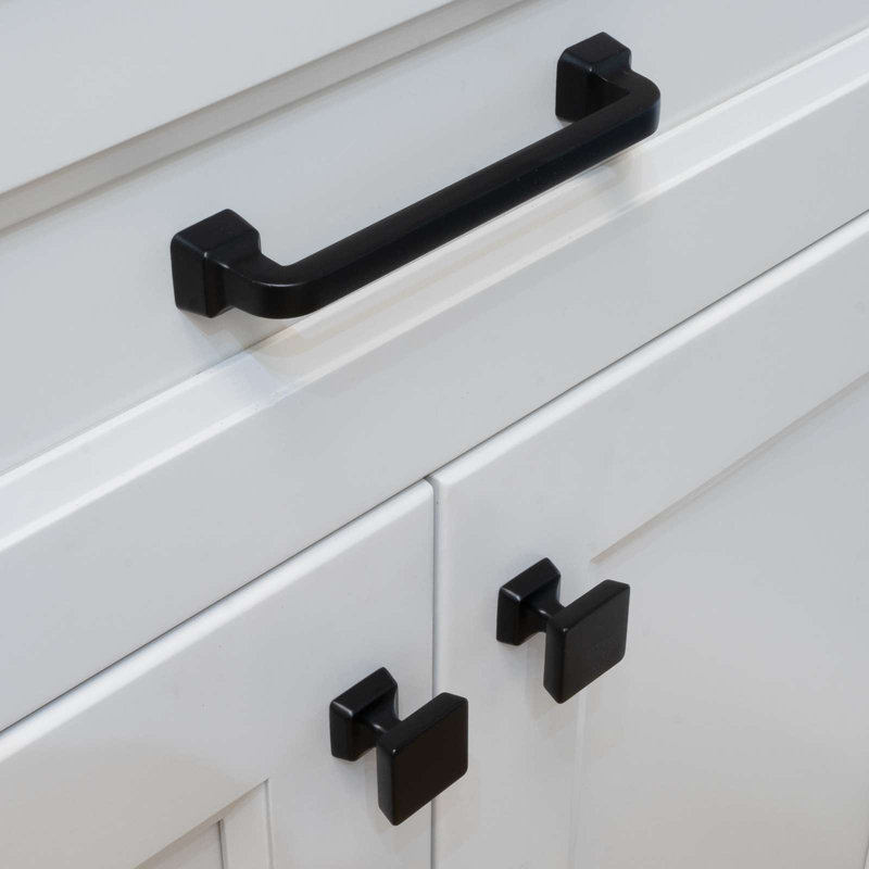 Modket 5" Center to Center Solid Kitchen Cabinet Handles Pulls (Set of 25), Matte Black