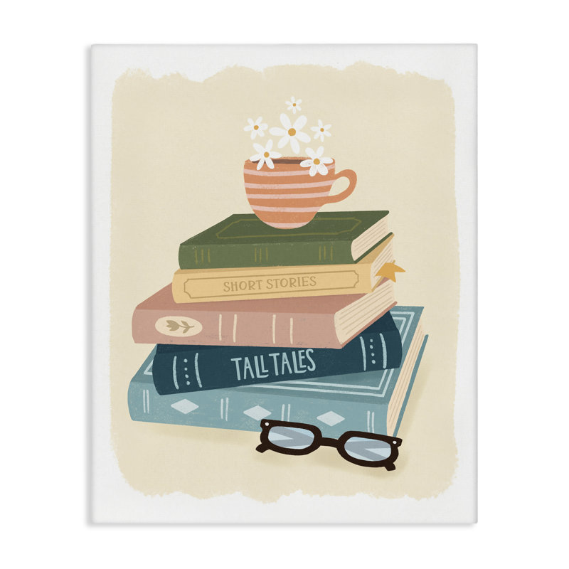 Pile de livres minimaliste avec toile en verre, design par Sandra Picco, H 20 po x l 16 po