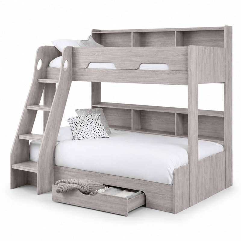 Vedika Triple Sleeper Bunk Bed with Shelves by Mack + Milo, Grey